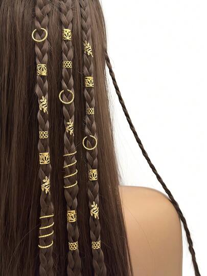 42 piezas Anillos elásticos para el cabello de formas múltiples - Brazaletes ajustables versátiles de aleación, joyería para el cabello para rastas de mujeres