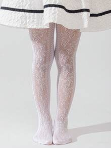 1 Pc Children's White Mesh Tights - Lolita Style, Breathable, Soft, Lightweight & Sheer - Ideal For Daily Wear, Parties, Dance, And Layering - Girls' Leggings - Multicolor - View 2