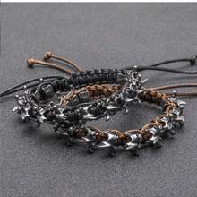 1pc Punk Dark Alloy Dragon Bone Braided Adjustable Bracelet For Men - Multicolor - View 1