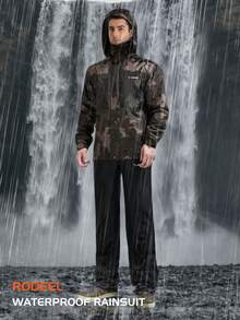 RODEEL 男士钓鱼防风防水透气速干连体雨衣，多口袋设计，袖口可调节，是户外爱好者的理想之选 - 彩色 - 查看 7