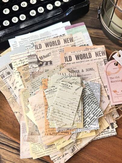 50pcs/Pack Vintage Old Newspaper With English Letter Background Decorative Paper