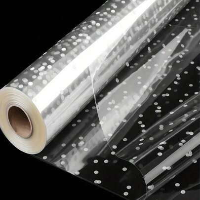 3/6/10m Roll White Polka Dot Transparent Plastic Wrapping Paper, 1 Roll Wide Transparent Plastic Wrapping Paper, Suitable For Gift, Bouquet, Holiday And Valentine's Day Packaging, Gift Basket Packaging, Applicable To Baskets, Bouquets, Gifts, Crafts And Holiday Celebrations