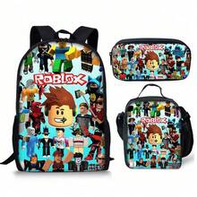 3D Game Backpack Set - New Year Gift For Pupils, Large Capacity School Bag With Lunch Bag - 1 - 查看 4