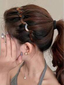 4条/2条装波浪形锯齿豹纹宽发箍，时尚简约男女通用发饰，发箍，波浪形发箍夏季穿搭 - 彩色 - 查看 4