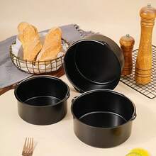 Bộ 1/3 khuôn nướng bằng thép carbon (6/7/8 inch) - Phụ kiện rổ nướng và nồi chiên không dầu (Dụng cụ nướng/chống dính) - màu đen - Xem 4
