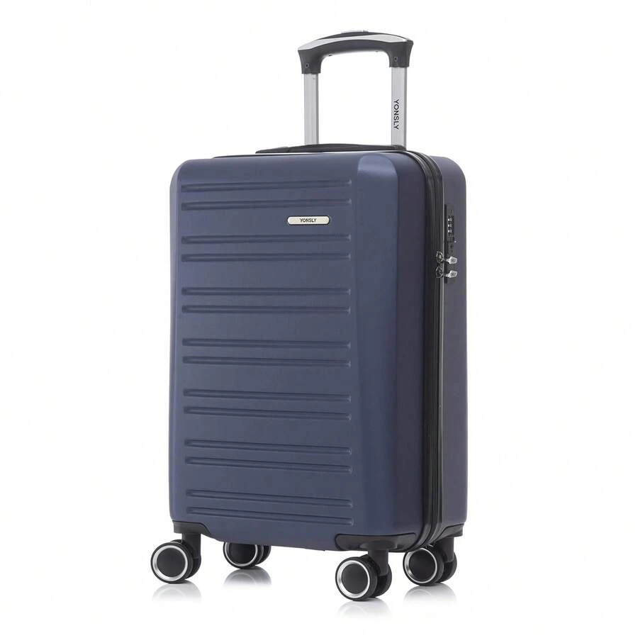 YONSLY Hard Shell Suitcase 20/24/28 Inches With 4 Wheels 360° Combination Lock Double Zippers Soft Rubber Handle Mesh Pocket Lightweight For Vacation - 深藍 - 查看 1