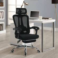 Home Office Chairs - Black Frame - Black Vertical Double Mesh - Electroplated Feet - View 8