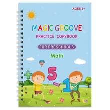 4 piezas de libros reutilizables de práctica de escritura con ranuras mágicas (3-6 años) - Conjunto de aprendizaje preescolar que incluye letras, números, arte y matemáticas - Incluye un bolígrafo ergonómico y un agarre de lápiz - Multicolor - Ver 10