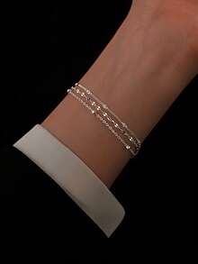 1 pieza Pulsera de plata de ley S925 de lujo y elegante con múltiples capas y destellos, adecuada para usar en fiestas, accesorio versátil de diseño único, regalo de vacaciones para mujeres - tercer piso - Ver 2