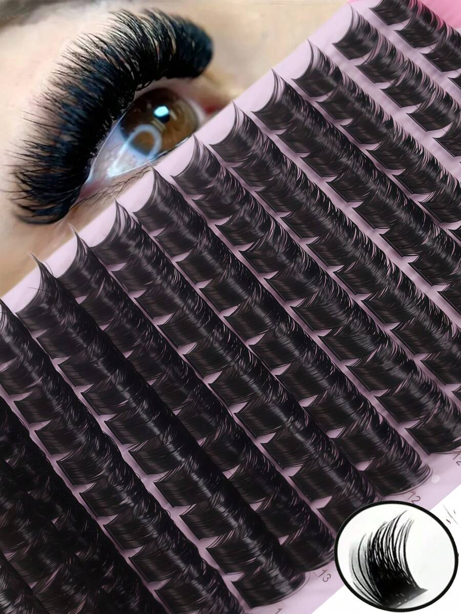168pcs False Eyelash Clusters - Hypoallergenic, 0.07mm D-Curl, 9-16mm Mixed Natural Look, 3D Volume Individual Lash Extension - View 1