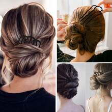 9 pièces Pinces à cheveux en forme de U, Formateur de chignon à la française, Accessoires de coiffure vintage (Noir), Peigne à cheveux, Peigne latéral, Accessoire de tête, Été, Vacances, Voyage, Peigne à cheveux - Noir - Voir 6