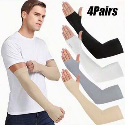 Ống tay chống nắng nhẹ, thoáng khí, làm từ lụa băng mỏng, thoải mái, rộng rãi, co giãn, thích hợp cho nữ, được làm từ sợi thoáng khí, phù hợp cho lái xe, chơi golf, câu cá, đạp xe, leo núi và các hoạt động thể thao ngoài trời, món quà lý tưởng cho phụ nữ, ngày Valentine, ngày của Mẹ/ngày của Cha - Thiết kế màu trơn, co giãn vừa vặn