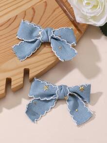 2pcs/8pcs Women Flower, Star, Pentagram, Denim, Bow Hair Clips Set, Suitable For Daily Decoration - Multicolor - View 5