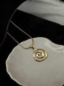 1 chiếc vòng cổ nữ bằng thép không gỉ kiểu Bohemian đại dương, họa tiết xoắn ốc bất đối xứng, mặt dây chuyền đa năng, phong cách thời trang Âu Mỹ, vòng cổ choker hình tròn thủy lực hình học kiểu dáng đại dương, thích hợp cho kỳ nghỉ biển. - Nhiều màu - Xem 3