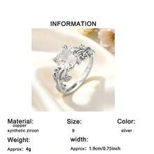1 chiếc nhẫn đính hôn nữ thanh lịch, tinh tế, hình tròn, đính đá Cubic Zirconia tổng hợp, thích hợp làm quà tặng sinh nhật, quà tặng ngày lễ, quà tặng Ngày Valentine và phụ kiện mùa hè. Phù hợp để đeo hàng ngày. - Bạc - Xem 11