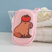 2只卡通动物图案沐浴手套，去角质，柔软亲肤，舒适清洁，按摩肌肤，温和无痛清洁用品 - 彩色 - 查看 10