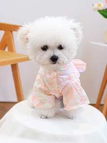 PETCIRCLE 1件宠物衣服，樱花梦幻和服轻便透气舒适狗狗/猫咪套装 - 粉色 - 粉色 - 查看 4