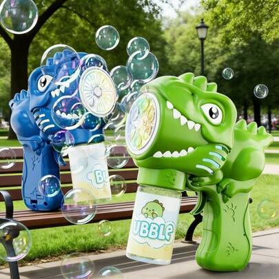 Dinosaur Bubble Machine Electric Bubble Gun With Light, Fully Automatic Bubble Blower Toy For Outdoor Games