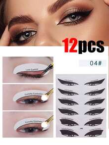 全新48件套专业眼线眼影模板套装，包含24对眼妆模板、眉形模板、无纺布眼影化妆贴纸，8种不同设计的西式眼线眉形模板，眼线辅助化妆工具，猫眼线辅助贴纸，狐狸眼妆模板，眼线模板贴纸。 - 彩色 - 查看 10