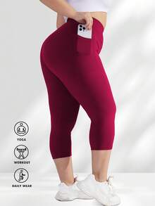 3 Packs Capris For Women With Pockets High Waist Cropped Trousers Yoga Pants  Running Active 3/4 Length Leggings For Workout Exercise & Fitness Plus Size Black Dark Gray Wine Red Combo Buttery Soft Spring Summer - 1黑1深灰1酒紅 - 查看 5