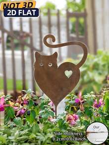 1个简约猫咪剪影亚克力花园插牌 - 心形猫咪户外装饰，适用于母亲节、庭院或花园做旧庭院艺术、婚礼派对用品、季节性装饰、精美派对装饰 - 多彩 - 查看 5
