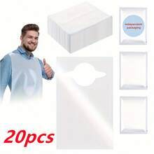 20/40/60/80/100 Pcs Individually Packaged Disposable Adult Plastic Bibs, 14 X 24 Inches, Waterproof For Elderly - Multicolor - View 11