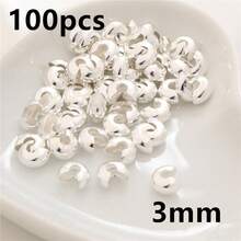 100颗铜圆盖压接端珠 3 4 5mm 止动隔珠，适用于DIY珠宝制作配件 - crimp beads - 查看 22