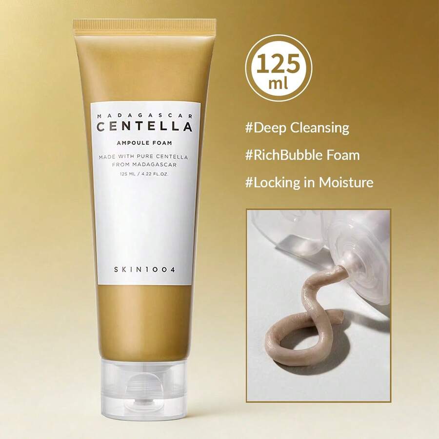 SKIN1004 1瓶 125ml 馬達加斯加積雪草安瓶洗面乳,溫和弱酸 Cica 舒緩泛紅,不緊繃洗臉,適合敏感油性肌膚日常清潔 - 積雪草安瓶潔顏125ml - 查看 1