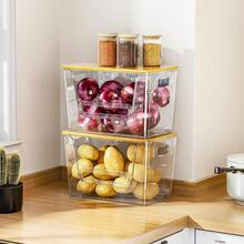SANNAX 2 Pack Clear Pantry Organizers And Storage, Trash Bag Holder Under Sink Organizer For 4-13 Gal Bags, Trash Bag Dispenser With Bamboo Top For Onion, Potato, Garlic - Transparent - View 9