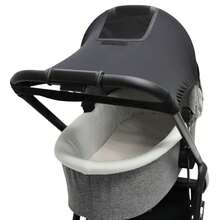 1pc High Landscape Reversible Stroller Canopy - Universal Elastic Band Mesh Sunshade, Black Stroller Sunshade Cloth, Stretchable, UV Protection, Easy To Carry - With Sunroof - View 10