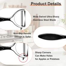 2-Pack Stainless Steel Vegetable Peeler Set, Professional Y-Shaped & I-Shaped Fruit Peelers, Ultra Sharp Potato & Carrot Peeler With Non-Slip Ergonomic Handle, Durable Kitchen Gadgets For Home - 銀色 - 查看 3