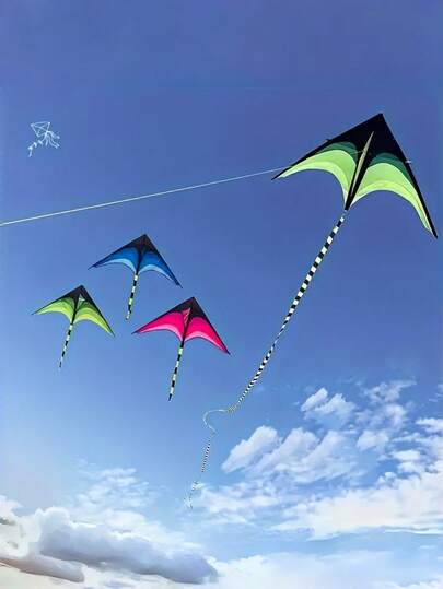 1 pièce Cerf-volant triangle coloré avec queue, idéal pour jouer à la plage, au parc ou au jardin, excellent choix pour le festival de cerf-volant malaisien, le cerf-volant de prairie, le cerf-volant de Weifang, convient aux adultes et aux enfants, débutants, vole facilement par vent léger, livré avec une corde, taille moyenne à grande