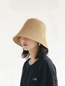 1顶夏季草编透气遮阳帽，多功能防晒，简约气质旅行帽，男女情侣均适用 - 彩色 - 查看 7