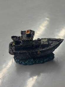 迷你海盗船水族箱装饰品，树脂沉船模型，细节逼真，水族箱摆件 - A - 查看 9