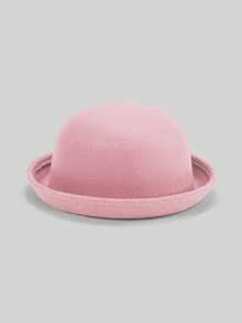 1pc Solid Color Casual Polyester Round Top Hat, Versatile For All Seasons - Bowler Hat - View 11