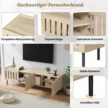 Low TV Stand 160 * 40 * 47 Cm, Minimalist Style, Natural Solid Wood TV Stand, Open Design, For 65-Inch TVs, MDF - Beige - View 2