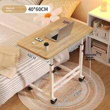 Adjustable Height Standing Desk With Wheels, Mobile Laptop Table, Sturdy Metal Frame, Spacious Home Office Desk, Suitable For Use With Sofa - White Wood Top, Painted Surface - Multicolor - View 11