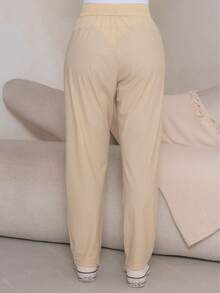 Women's Polyester Tie-Front Pants - Gold - View 6