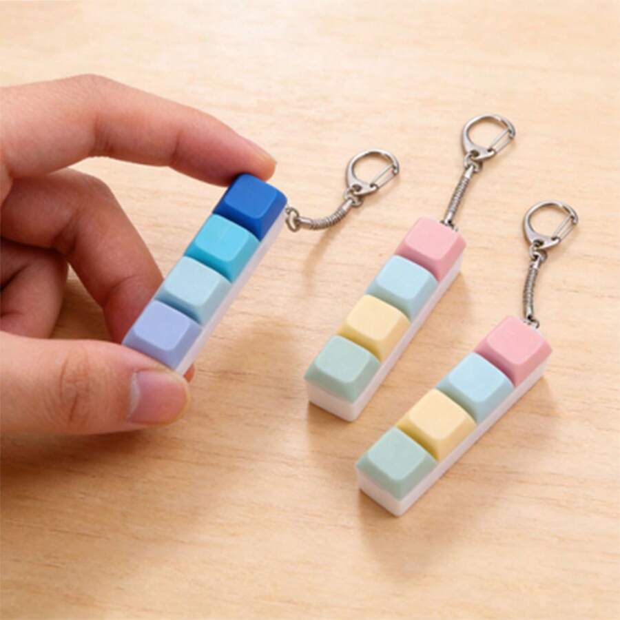 1/2个键盘减压玩具，键盘舒缓玩具，4键键盘舒缓玩具，键盘钥匙扣玩具，手指键盘帽玩具，用于缓解压力和消磨时间