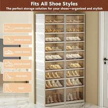 3/6/9-layerShoe box Foldable storage box Easy to assemble Transparent plastic Stackable shoe storage cabinet with lid Large shoe rack - Blanco - Ver 7