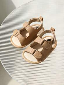 Sandal Bayi Laki-laki dan Perempuan Usia 0-18 Bulan dengan Sol Lembut dan Anti Selip, Sepatu Prewalker Ringan dengan Ujung Terbuka - Aprikot - View 11