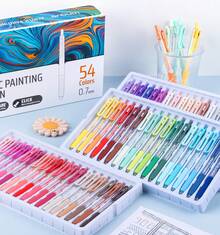 languo Gel Pens For Coloring, Retractable Colored Pens For Black Paper & White Paper, 0.7mm Fine Point Colorful Pens For Coloring, Writing, Drawing, Journaling, Note Taking, Office, Home - 54PCS - View 7