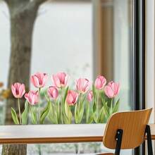 1 szt. 20x40 cm Przezroczysta naklejka na szkło Tulip, przezroczysta, niewidoczna, samoprzylepna, nieuszkadzająca dekoracji okiennej - Wielokolorowe - Zobacz 7