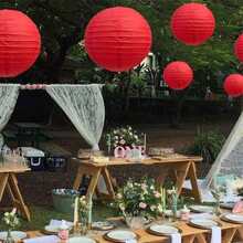 4pcs Red Foldable Paper Lanterns, Multipurpose Hanging Decor, Suitable For Chinese New Year, Birthday, Wedding And Other Occasions - Red - View 7