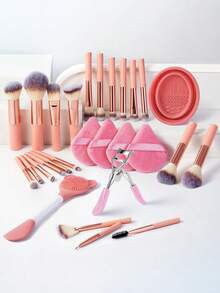 28件套化妆工具套装，包含：21支化妆刷+1支面膜刷+1套化妆刷清洁工具+4个三角粉扑+1个睫毛夹，一应俱全，新手友好 | 方便携带，送礼佳品 | 新手/女性的完美之选 - 彩色 - 查看 15