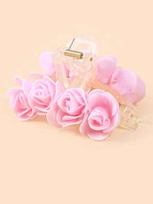 1 Piece Floral Rose Hair Claw Clips - Elegant Satin Flower Hair Clamps For Girls, Cute Decorative Hair Accessories For Wedding, Party, Daily Wear And Beach - 抓夾 - 查看 6