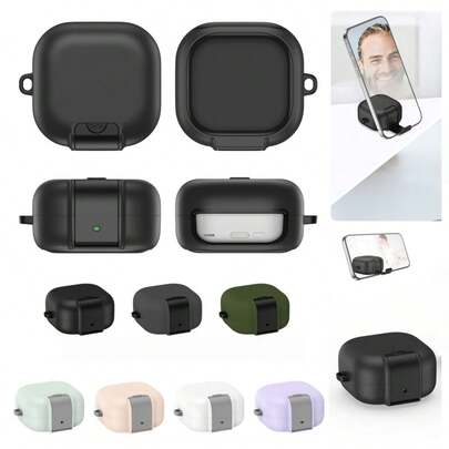 Creative Buckle Stand Case For Galaxy Buds4 Pro Earphones, With Round Ring Holder, Minimalist Stylish Buds4/4 Pro Protective Cover