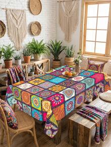1 chiếc khăn trải bàn Mandala phong cách Bohemian, họa tiết hình học nhiều màu sắc, chất liệu polyester, hình tròn, vuông, chữ nhật, viền ren, chống bám bẩn, có thể giặt, trang trí nhà cửa hàng ngày, thích hợp cho đám cưới, Ngày của Mẹ, Ngày của Cha, lễ hội, bàn ăn nhà bếp, sử dụng được quanh năm. - màu đen - Xem 7