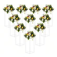 10 Pieces Geometric Metal Flower Stands, 60cm/23.62in Tall Flower Stand Metal Floor Vase Column, Centerpiece Stands Rectangular Display Rack For Wedding Party Decor - Flower Display Stands - View 4