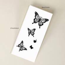 1片装草本汁液半永久魔法纹身贴纸，蝴蝶图案，可持续14天，防水，适用于手臂、手腕、胸部、背部、身体 - 黑色 - 查看 5